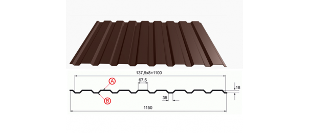 Профнастил коричневый оцинкованный  RAL 8017 С-20 купить недорого в Подхожем