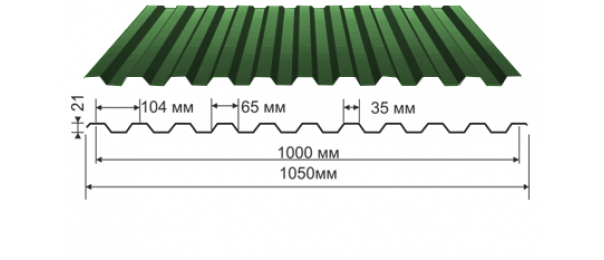 Профнастил зеленый оцинкованный  RAL 6005 С-21 купить недорого в Подхожем